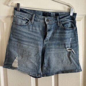 Blue jean distress shorts